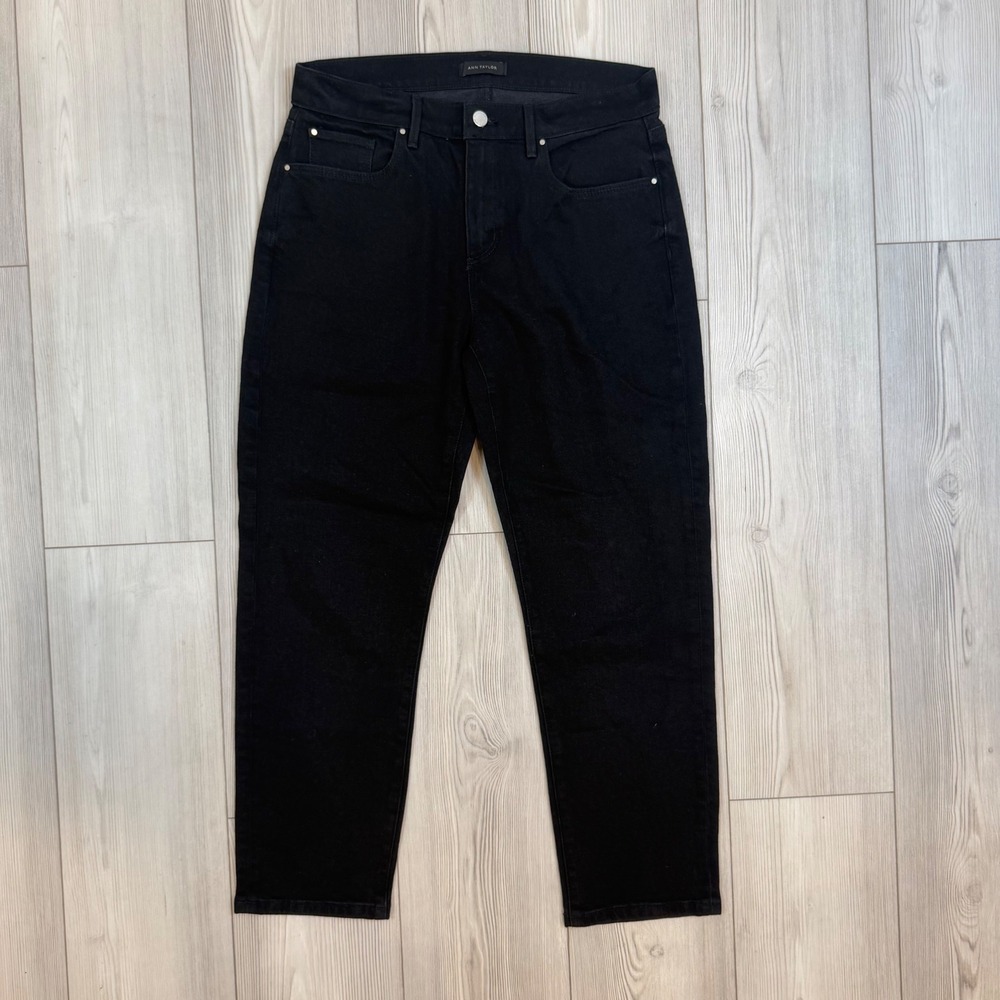 Ann Taylor The Taper Black High Rise Jeans Stretch Tapered Leg Pants Size 8